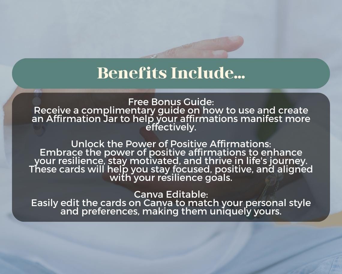 30 Journal of Resilience Affirmation Cards | Positive Affirmations For Courage | Editable Canva Graphic Cards | Illustrated Design Aesthetic