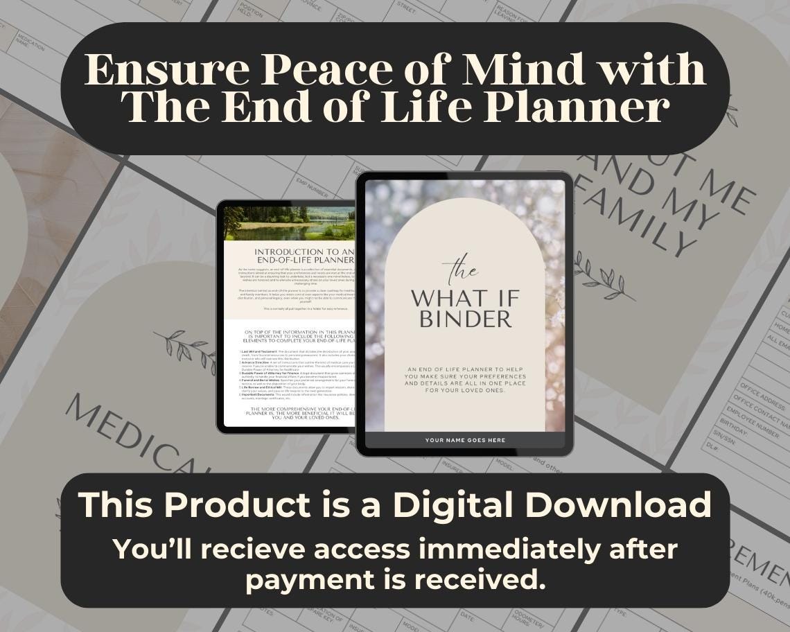End of Life Digital Planner | Goodnotes, Ipad, Notability, Canva | Daily/Weekly/Monthly Planner | Last Testament Tracker & Will Information