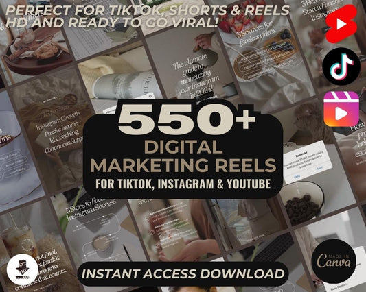 550 Digital Marketing Reels | DFY Done For You Viral Clips | TikTok Instagram Reels Facebook Youtube Shorts | Captioned & Ready To Post