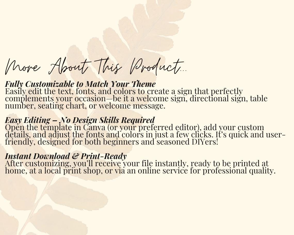 Custom Sign Template | Editable Canva Design | Instant Download | Customizable Printable Sign