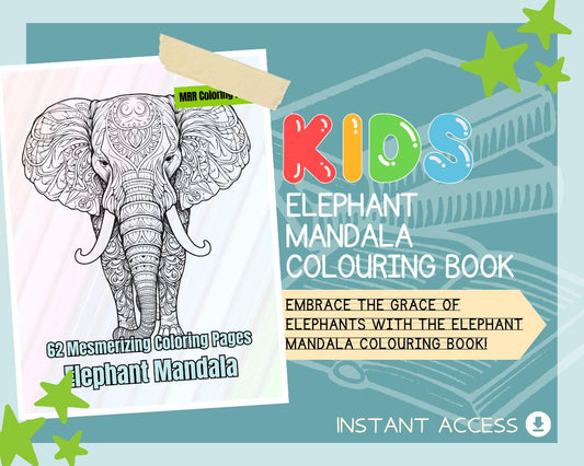 Elephant Mandala Colouring Book | 62 Elephant Themed Graphic Pages | Kids & Adults Art Books | Printable Drawing Colour Sheets All Ages |