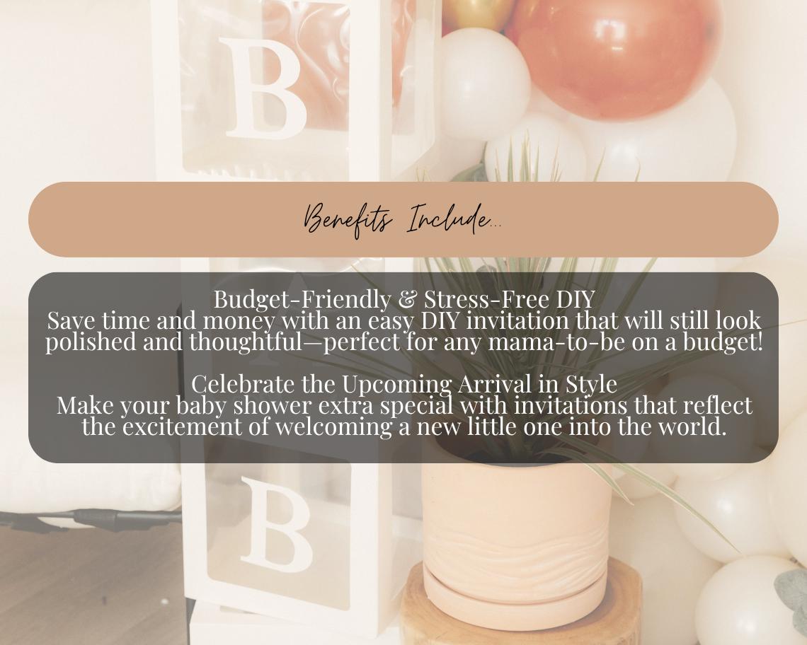 Baby Shower Invitation Template | Editable Canva Design | Instant Download | Customizable Printable Invite
