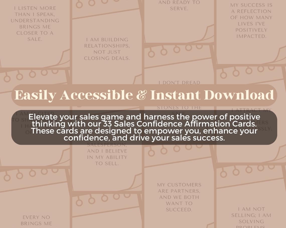 33 Sales Confidence Affirmation Cards | Positive Affirmations For Sales | Editable Canva Graphic Cards | Illustrated Design Aesthetic