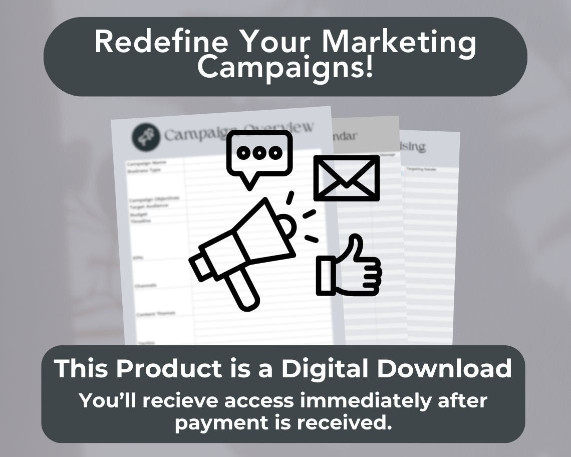 Marketing Campaign Template | Simplistic Advertising Campaign Spreadsheet | Outline Marketing Objectives | Ad Campaign Social Media Sheet