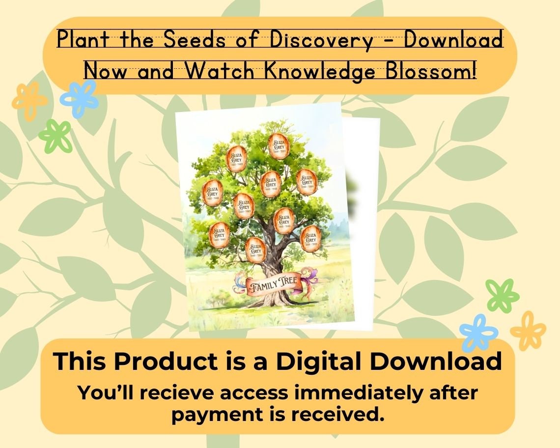 Family Tree Creator For Kids | Childrens Learning Sheet | Teach Kids & Toddlers Pages | Kids Educational Templates For Brain Training
