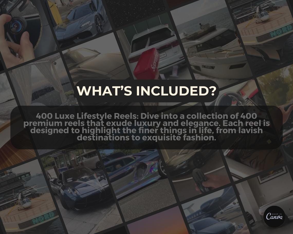 400 Luxury Liftestyle Reels | DFY Done For You Viral Clips | TikTok Instagram Reels Facebook Youtube Shorts | English HQ HD Ready To Post |