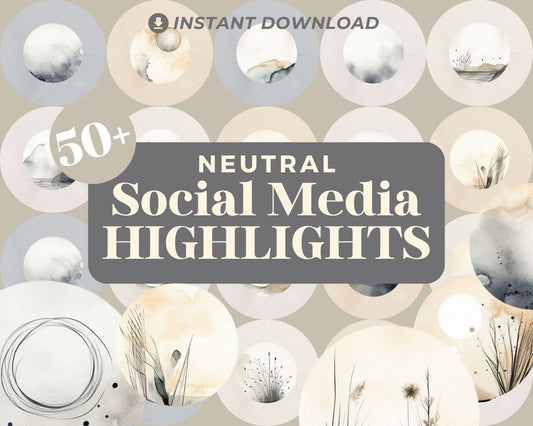 53 Instagram Neutral Highlight Covers | Story Graphics For Insta | IG Highlights Story Icons | Social Media Buttons Professional Aesthetic