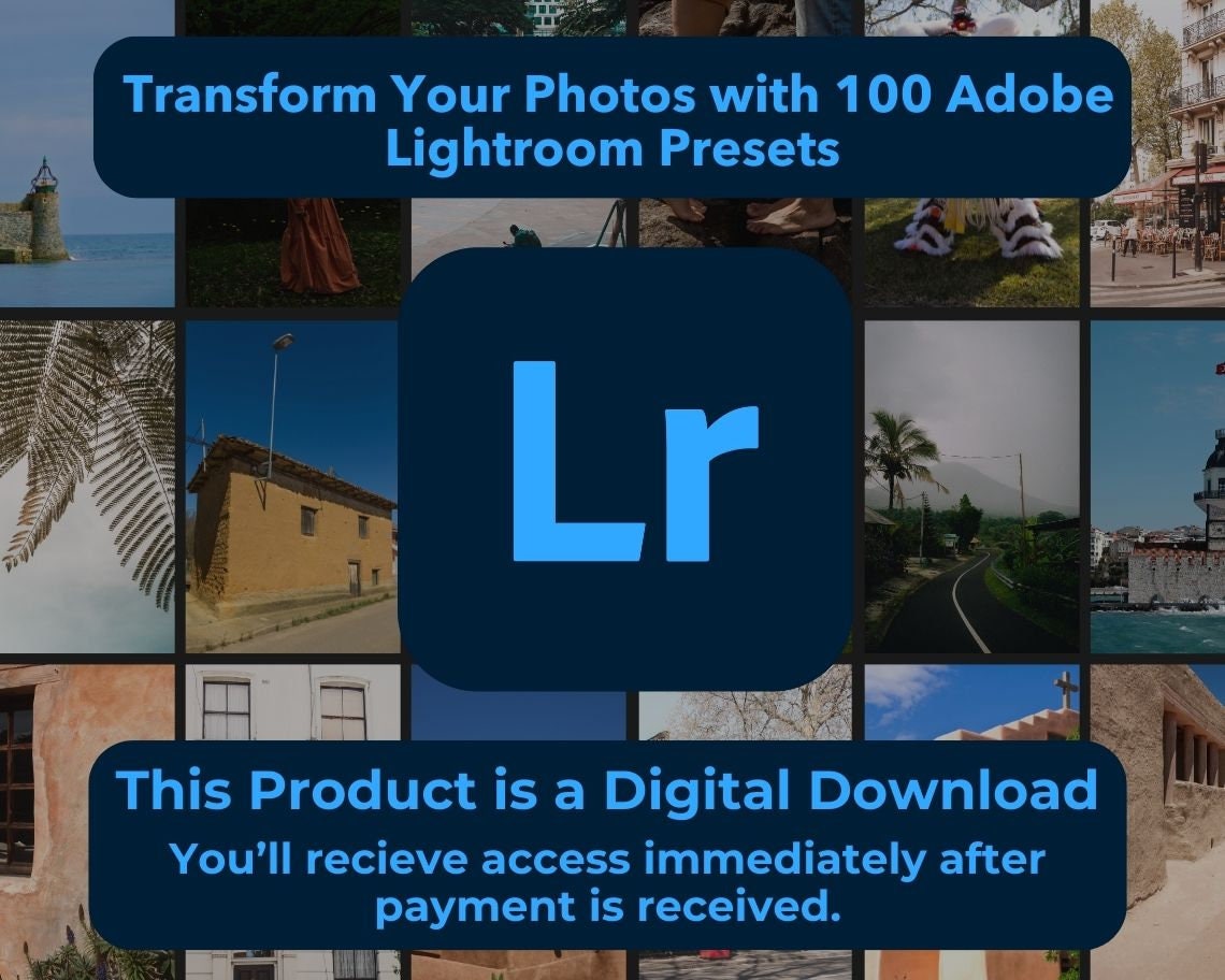 100 Adobe Lightroom Presets | 9 Different Lightroom Themes | Nostalgia, Paris Love, Mood, Subtle Glow, Fall Vibes, Bohemian, Calm, Christmas