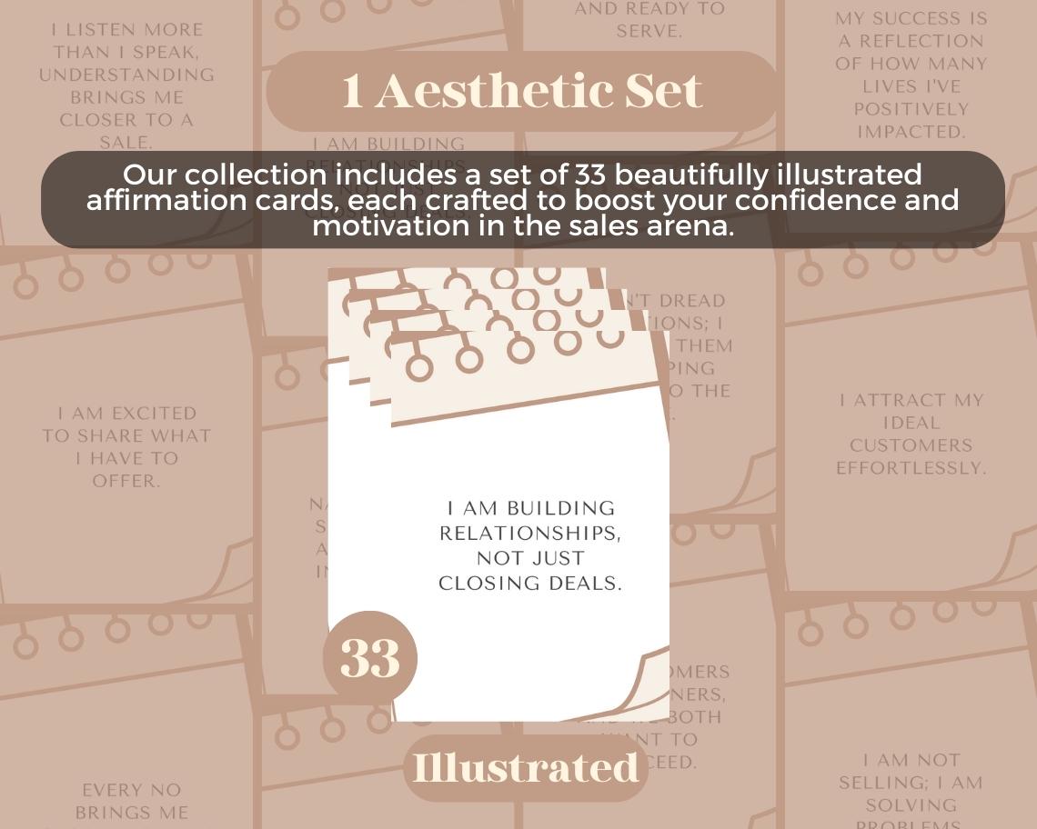 33 Sales Confidence Affirmation Cards | Positive Affirmations For Sales | Editable Canva Graphic Cards | Illustrated Design Aesthetic