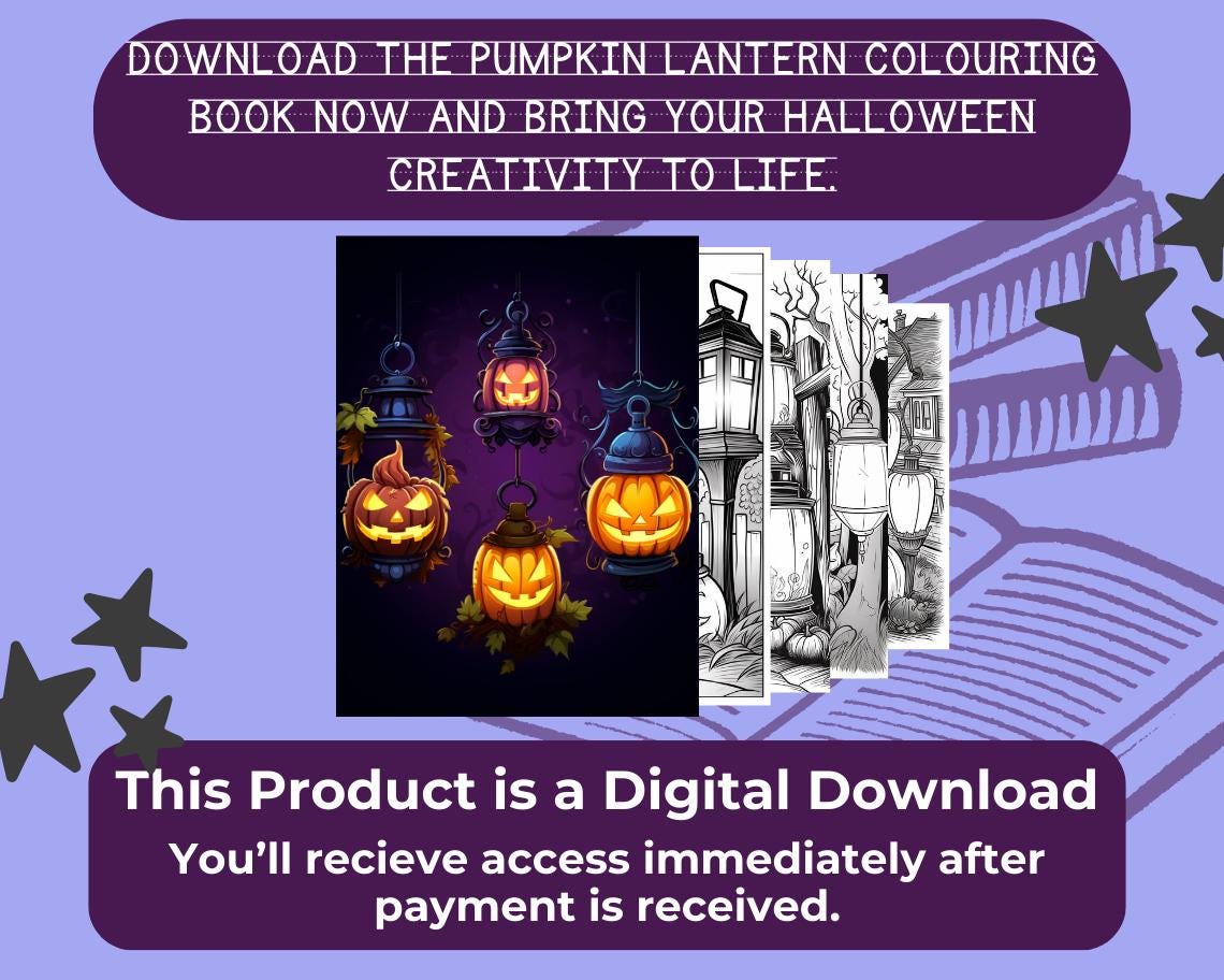 Pumpkin Lanterns Colouring Book | 13 Jack O'Lantern Themed Graphic Pages | Kids & Adults Art Books | Printable Drawing Colour Sheets  |