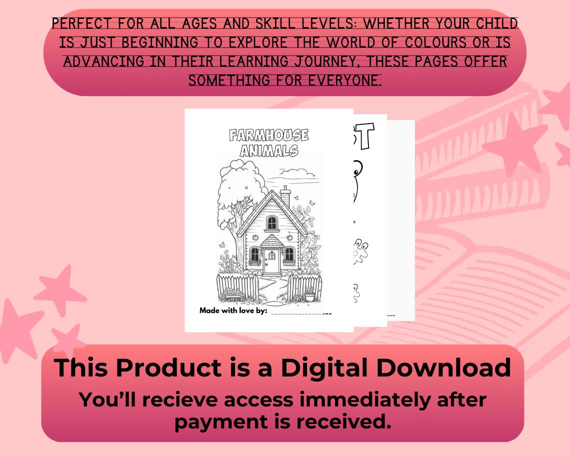 Kids Learning Colouring Book | 37 Animal & Number Themed Graphic Pages | 3 Kids Educational Art Books | Printable Drawing And Colour Sheet |