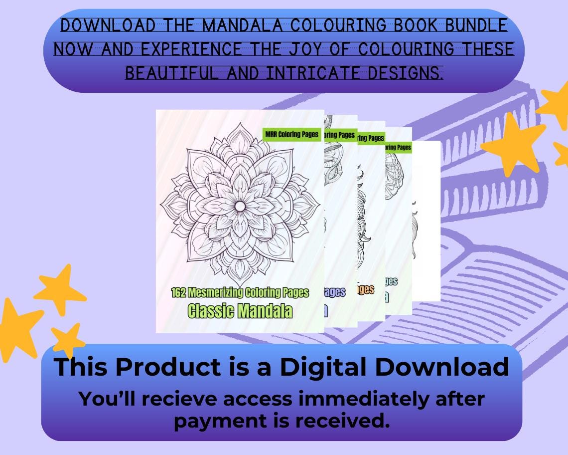 Mandala Colouring Book BUNDLE | 556 Mandala Themed Graphic Pages | 4 Kids & Adults Art Books | Printable Drawing Colour Sheets All Ages |