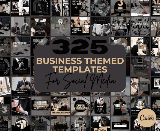 Business Instagram Template Posts Editable on Canva | 325 Social Media Graphics | Black Finance Templates | Instagram Story and Post Designs