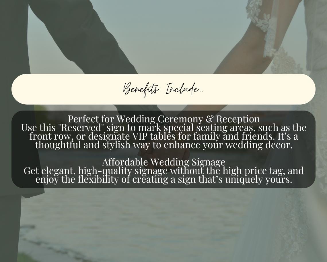 Reserved Wedding Sign Template | Editable Canva Design | Instant Download | Customizable Printable Sign