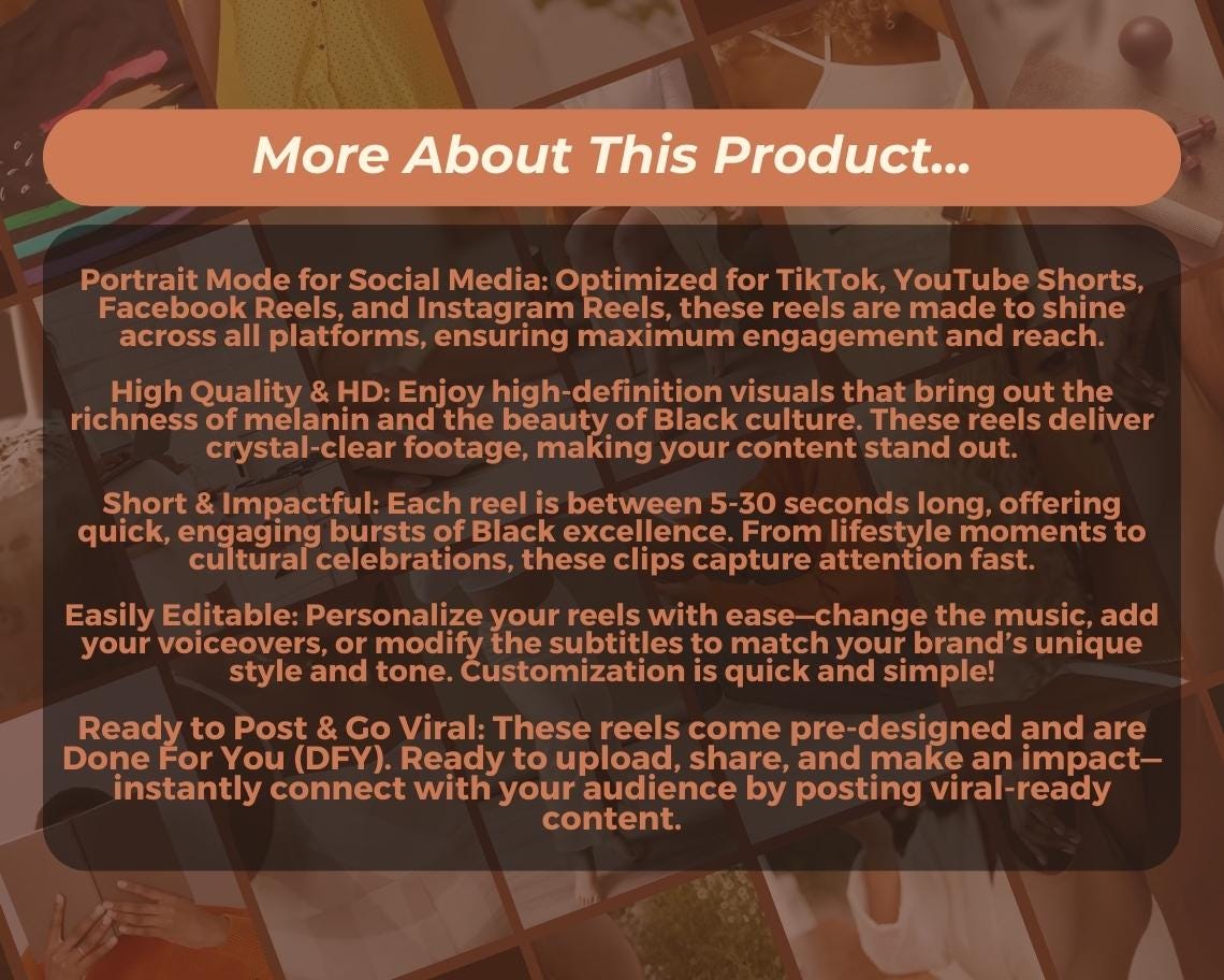 1200 Melanin Reels | Black Male/Female Aesthetic Stock Footage Clips | TikTok Instagram Reels Facebook Youtube Shorts | Easy To Edit Videos