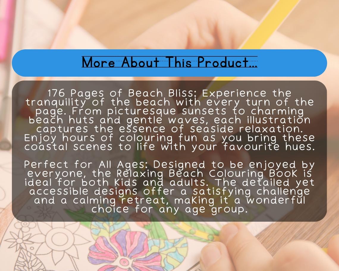 Relaxing Beach Colouring Book | 176 Sandy Themed Graphic Pages | Kids & Adults Art Books | Printable Drawing Colour Sheets For All Ages |