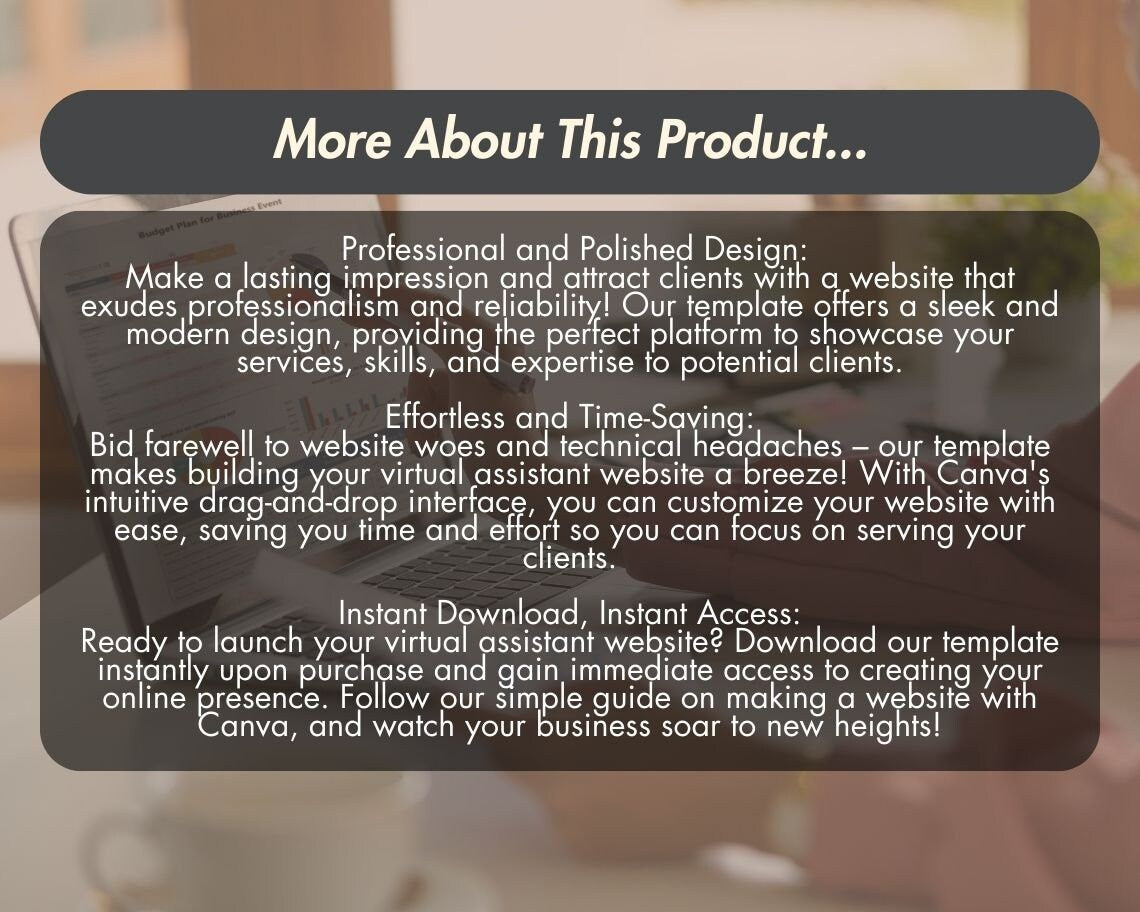 Canva Virtual Assistant Website Template | Website Landing Page For VAs & PAs | Easy One Page Web Design | Simple Assistant Website Design