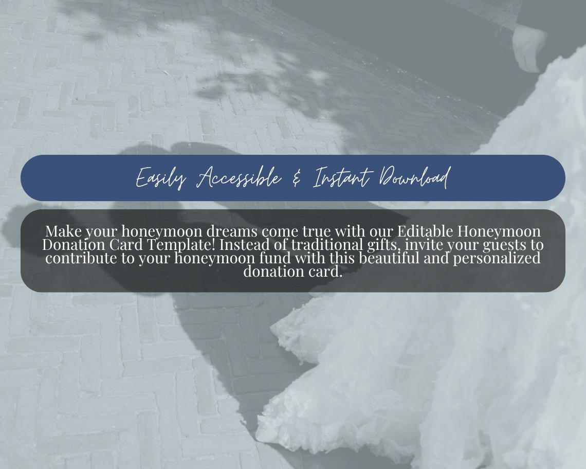 Honeymoon Donation Card Template | Editable Canva Design | Instant Download | Customizable Wedding Fund Card
