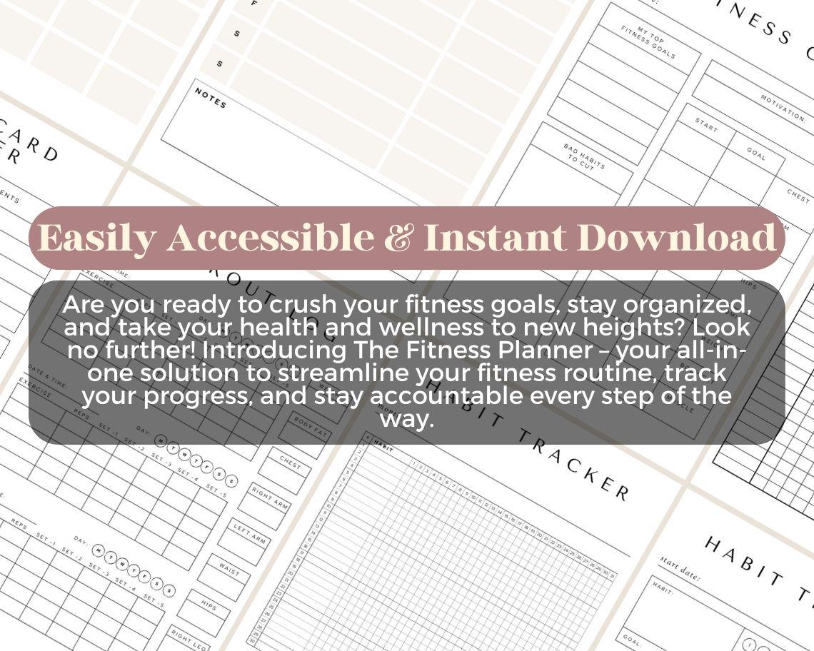Digital Fitness Planner | Goodnotes, Ipad, Notability, Canva | Daily/Weekly/Monthly Planner | Meal Plan Health Workout & Weight Loss Tracker