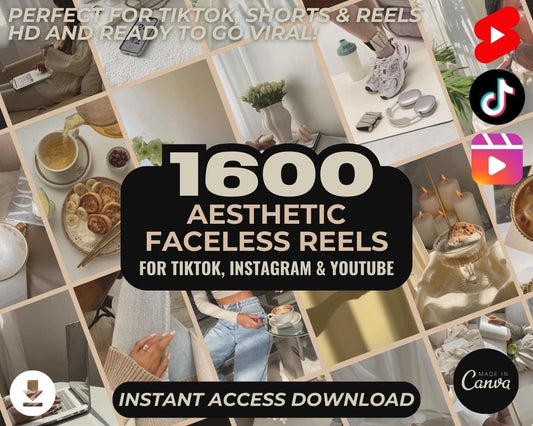 1600 Aesthetic Faceless Reels | Aesthetic Stock Footage Viral Clips | TikTok Instagram Reels Facebook Youtube Shorts | Faceless Easy To Edit