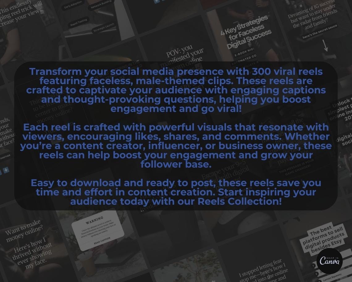 300 Faceless Man Reels | DFY Done For You Viral Clips | TikTok Instagram Reels Facebook Youtube Shorts | Captioned Ready To Post Videos