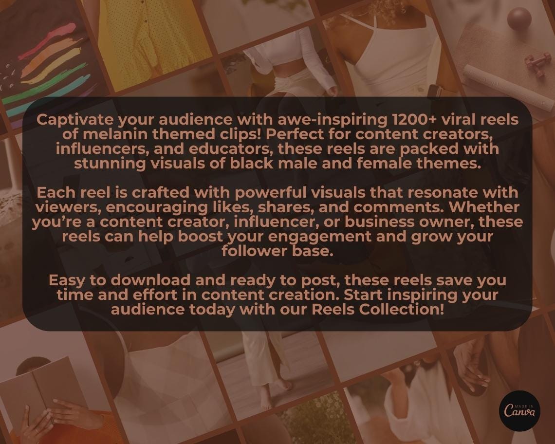 1200 Melanin Reels | Black Male/Female Aesthetic Stock Footage Clips | TikTok Instagram Reels Facebook Youtube Shorts | Easy To Edit Videos