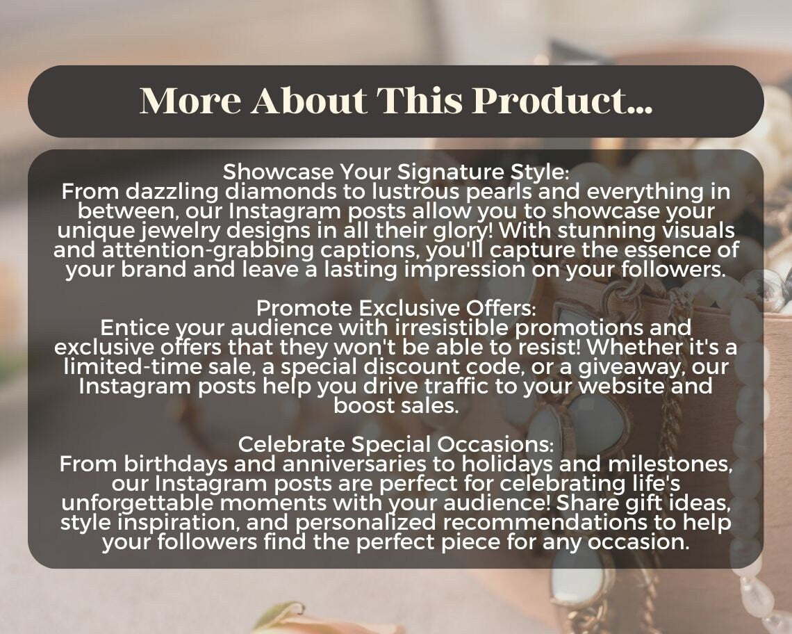 Jewelry Instagram Posts | 51 Social Media Graphics | Jewellery Insta Post Templates | Instagram Story and Post Designs For Viral IG
