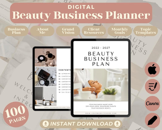 Beauty Business Planner | Goodnotes, Ipad, Notability, Canva | Daily/Weekly/Monthly Planner | Cosmetics Make Up Management Tracker