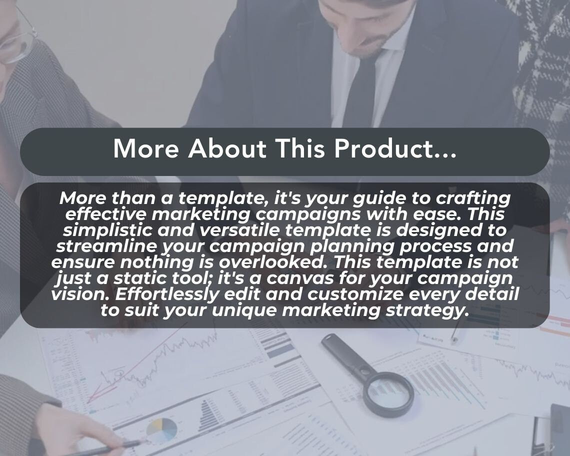 Marketing Campaign Template | Simplistic Advertising Campaign Spreadsheet | Outline Marketing Objectives | Ad Campaign Social Media Sheet