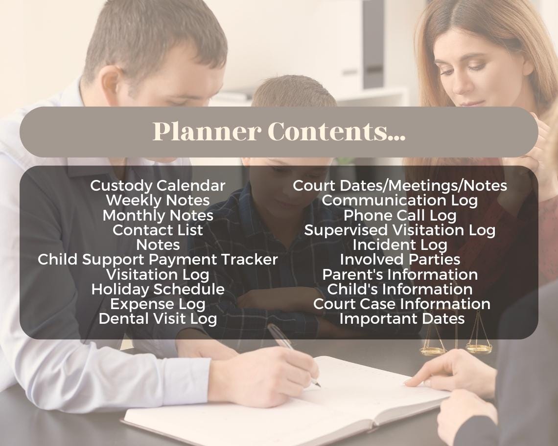 Child Custody Planner | Goodnotes, Ipad, Notability, Canva | Daily/Weekly/Monthly Planner | Custody Agreement Co Parenting Kids Tracker