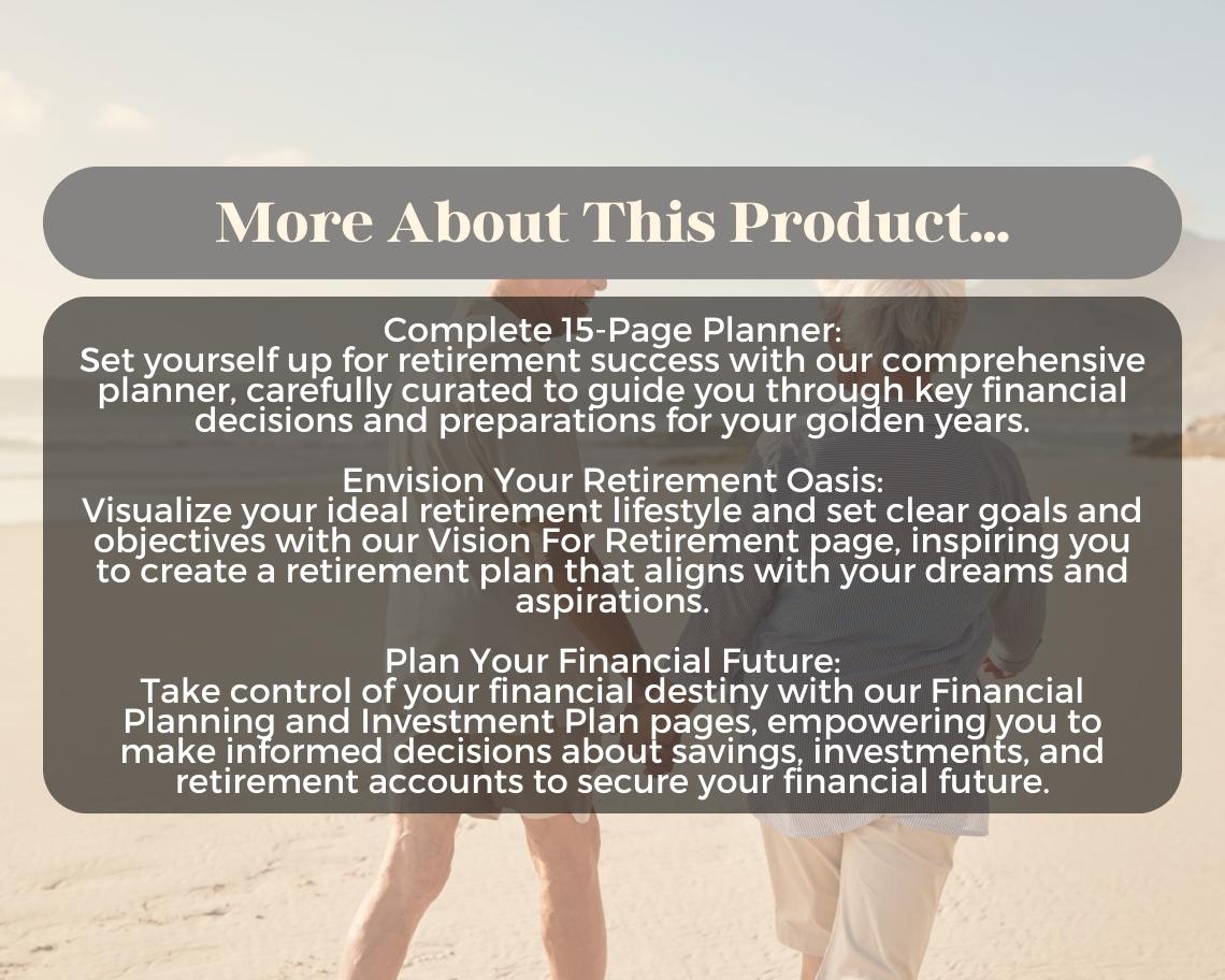 Retirement Planner | Goodnotes, Ipad, Notability, Canva | Daily/Weekly/Monthly Planner | Pension Investment Mortgage OAP Tracker