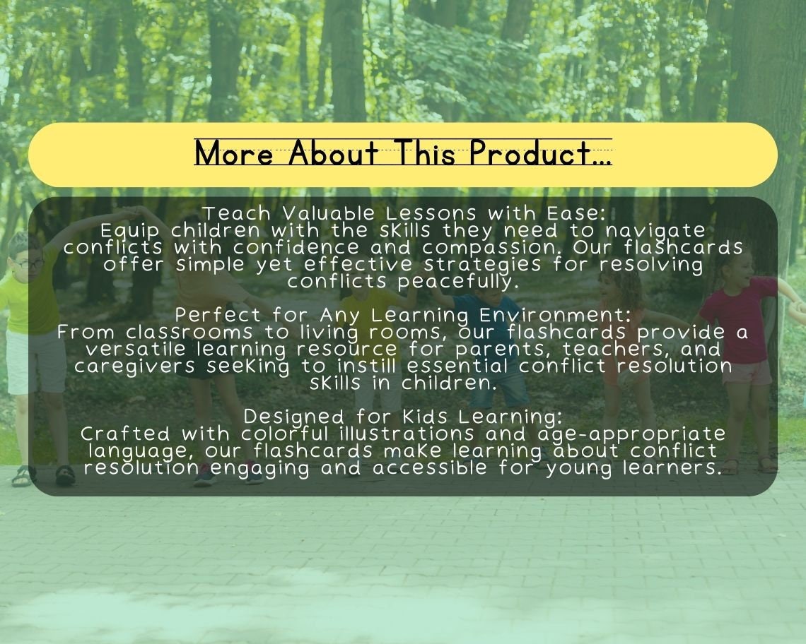 Kids Conflict Flashcards | Childrens Learning Sheet | Teach Kids & Toddlers Pages | Kids Educational Templates For Temper and Resolution