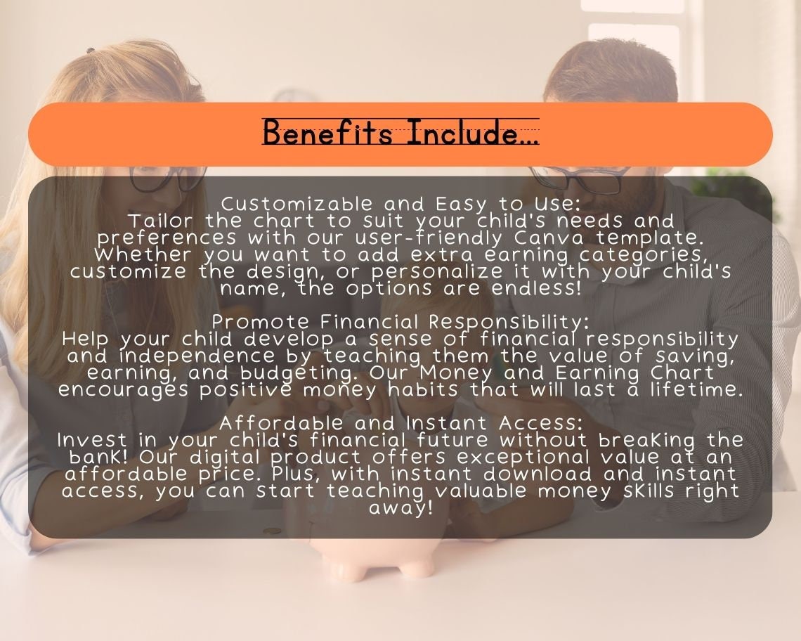 Kids Money and Earning Chart | Childrens Learning Sheet | Teach Kids & Toddlers Pages | Kids Educational Templates For Learning To Earn