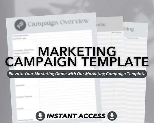 Marketing Campaign Template | Simplistic Advertising Campaign Spreadsheet | Outline Marketing Objectives | Ad Campaign Social Media Sheet