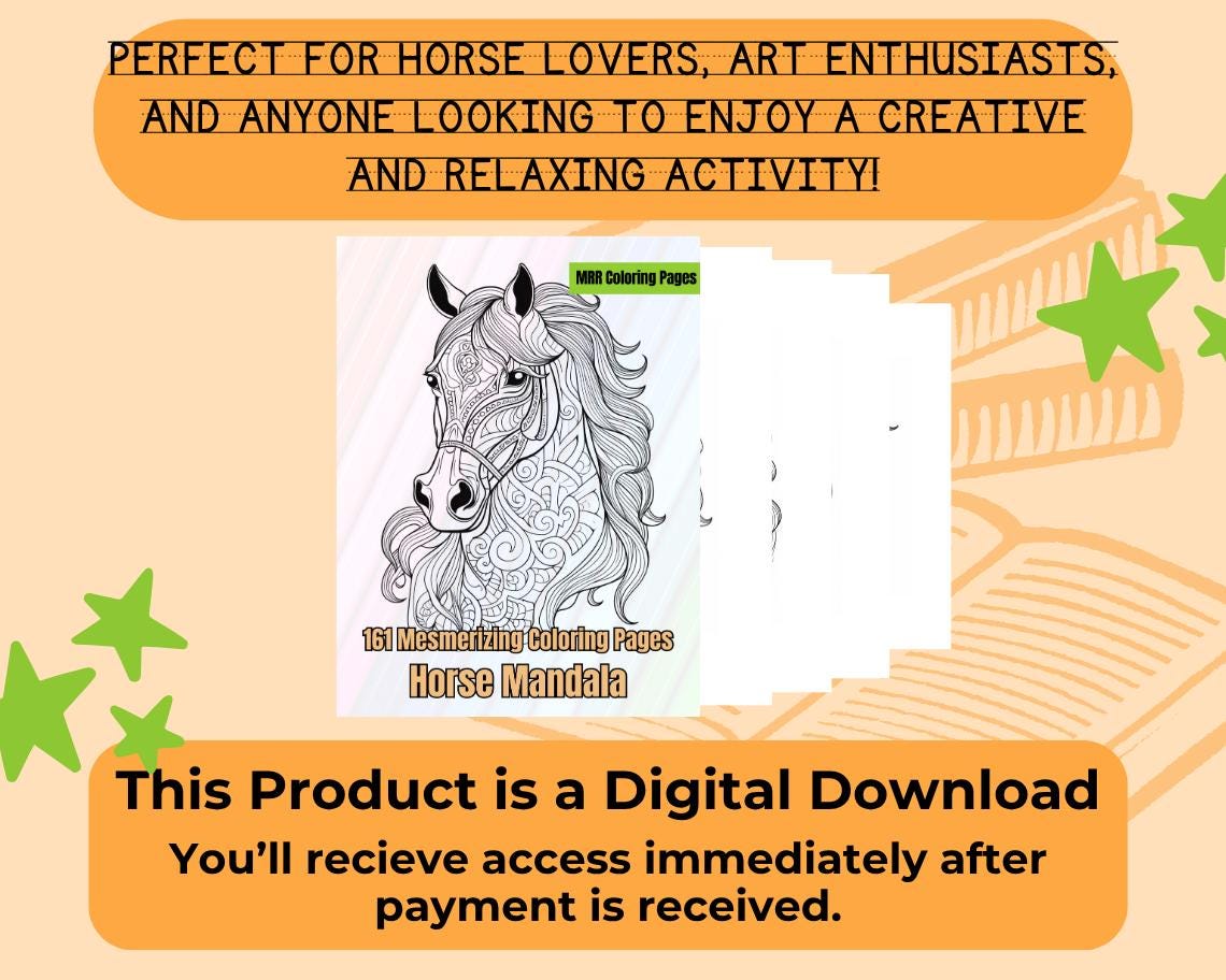 Horse Mandala Colouring Book | 160 Horse Themed Graphic Pages | Kids & Adults Art Books | Printable Drawing Colour Sheets For All Ages |