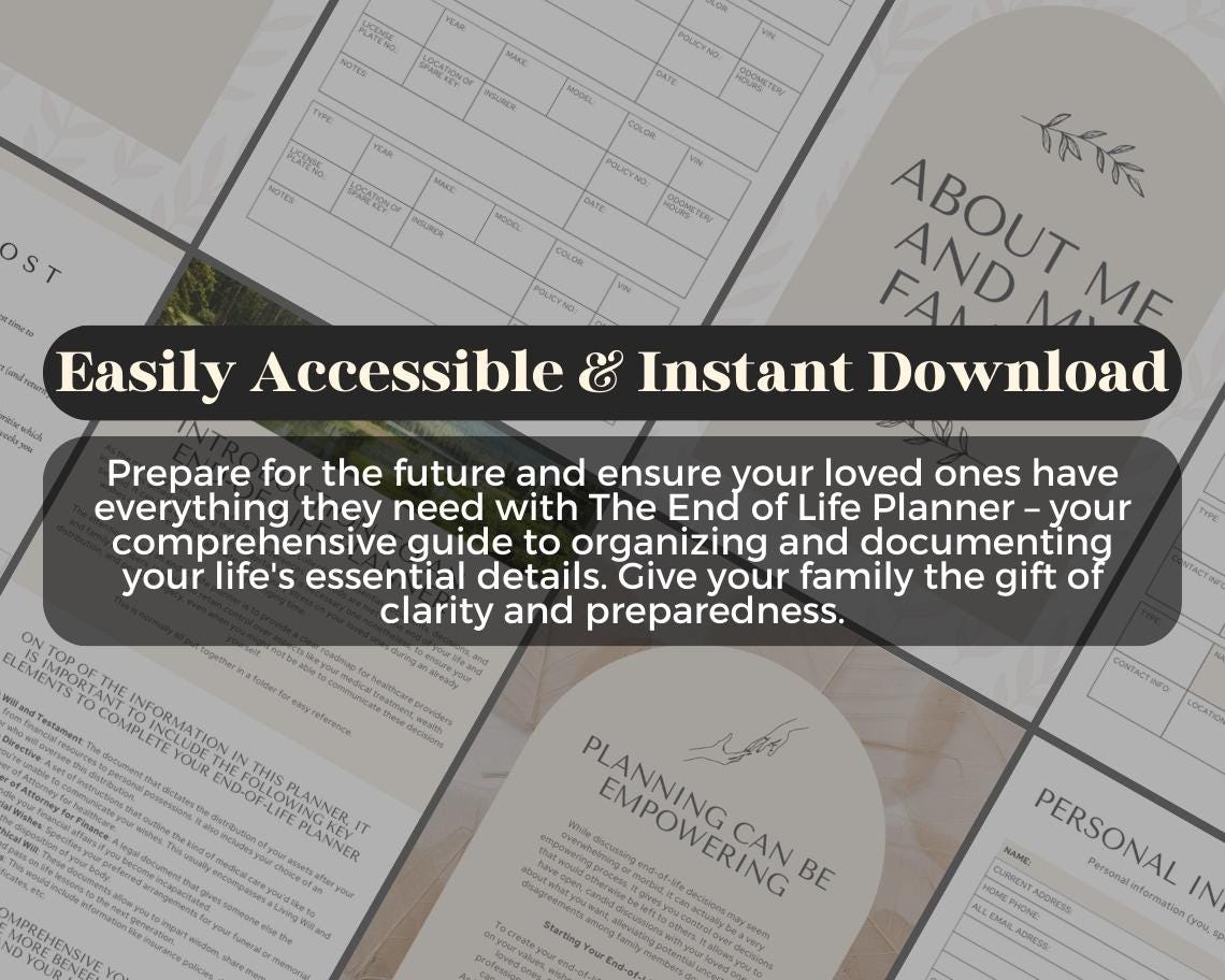 End of Life Digital Planner | Goodnotes, Ipad, Notability, Canva | Daily/Weekly/Monthly Planner | Last Testament Tracker & Will Information