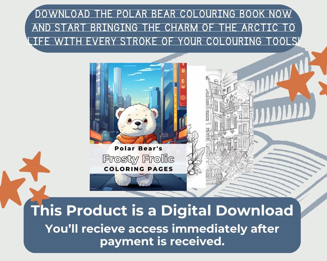 Polar Bear Colouring Book | 12 Arctic Themed Graphic Pages | Kids & Adults Art Books | Printable Drawing Colour Sheets All Ages |