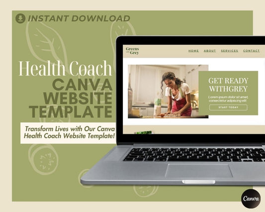 Canva Health Coach Website Template | Website Landing Page For Wellness Advisors | Easy One Page Web Design | Coaching Website Design