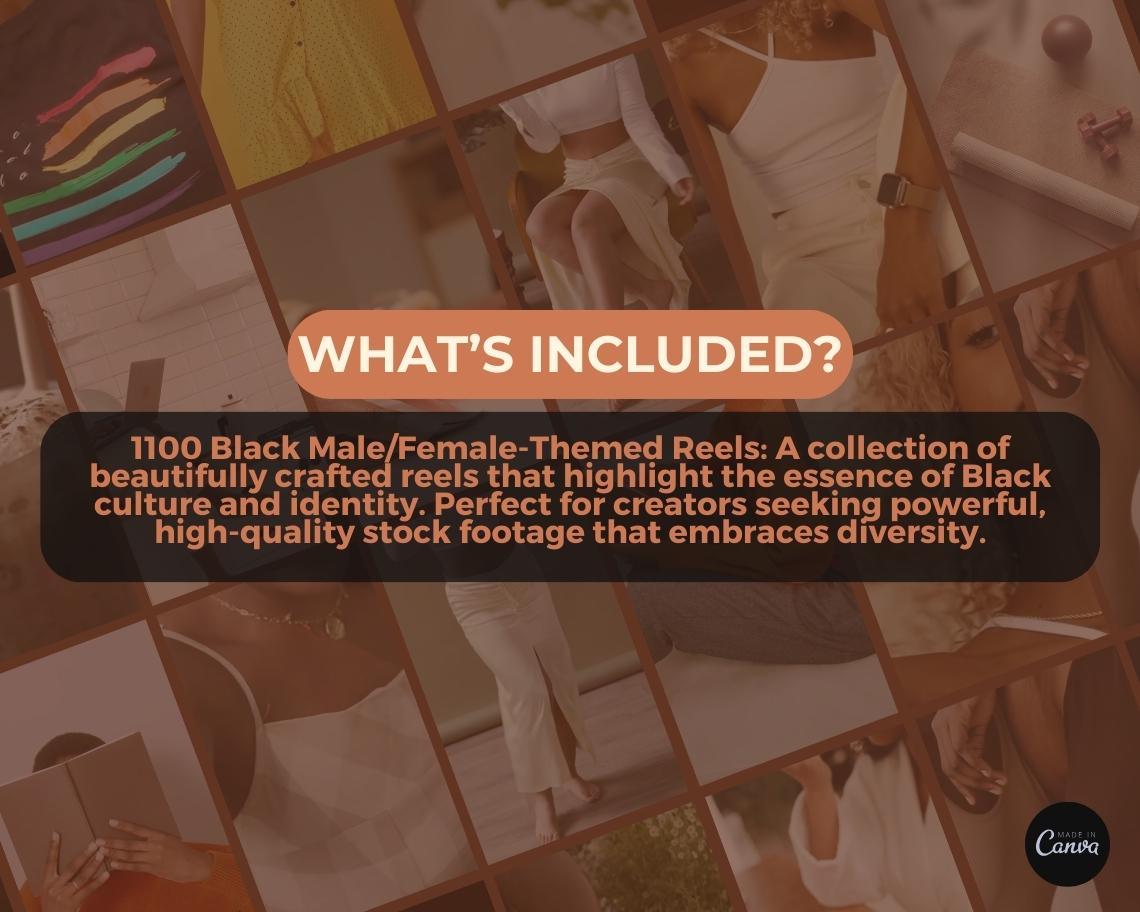 1200 Melanin Reels | Black Male/Female Aesthetic Stock Footage Clips | TikTok Instagram Reels Facebook Youtube Shorts | Easy To Edit Videos