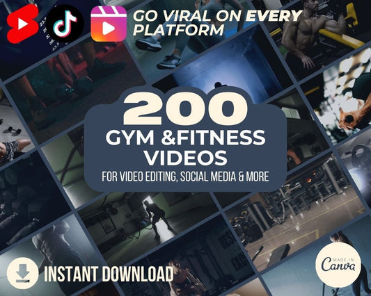 200 Gym Motivation Videos | HD Fitness Stock Footage Films | High Quality YouTube TikTok Instagram Videos Shorts and Reels Bundle HQ
