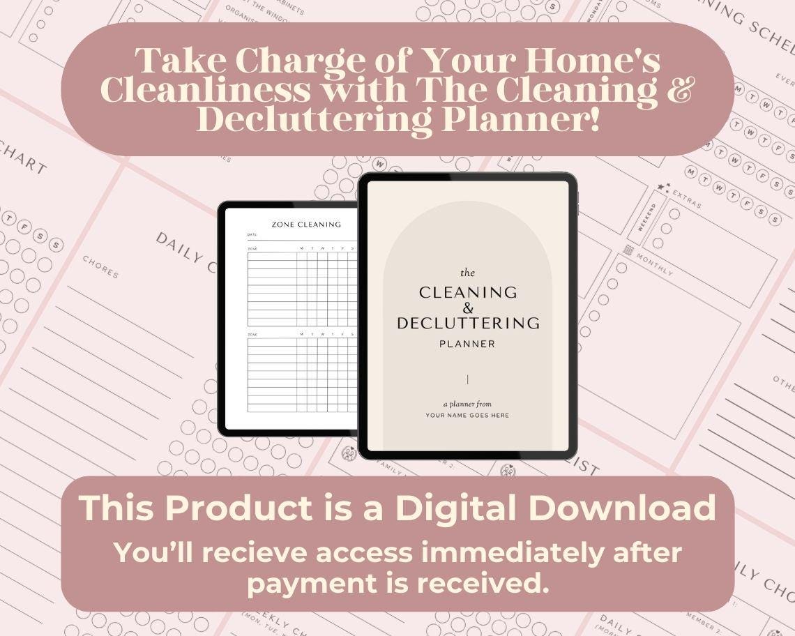 Cleaning And Decluttering Planner | Goodnotes, Ipad, Notability, Canva | Daily/Weekly/Monthly Planner | Clean Organising & Tidying Tracker