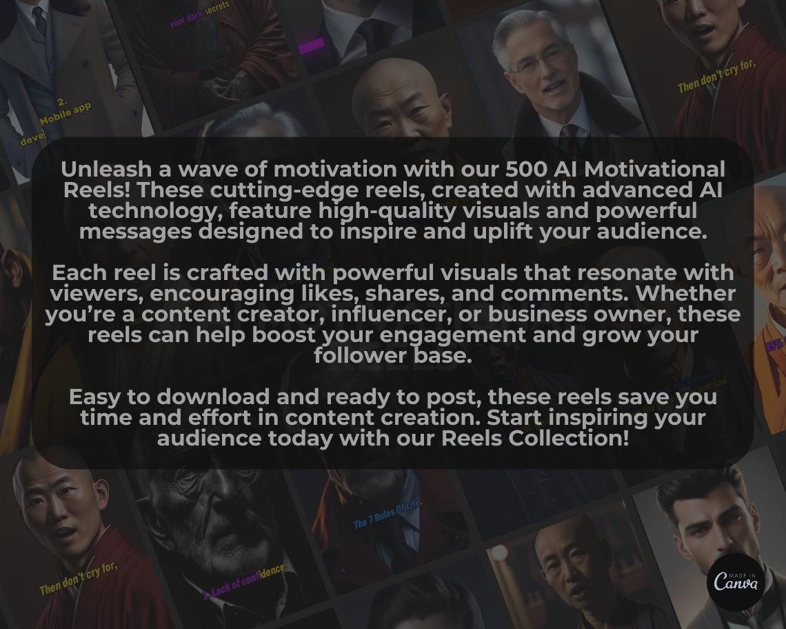 500 AI Motivational Reels | DFY Done For You Viral Reels | TikTok Instagram Reels Facebook Youtube Shorts | English Subtitled Ready To Post