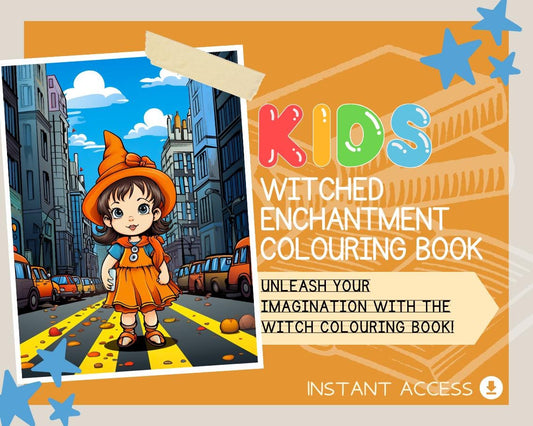 Witched Enchantment Colouring Book | 14 Witch Themed Graphic Pages | Kids & Adults Art Books | Printable Drawing Colour Sheets All Ages |