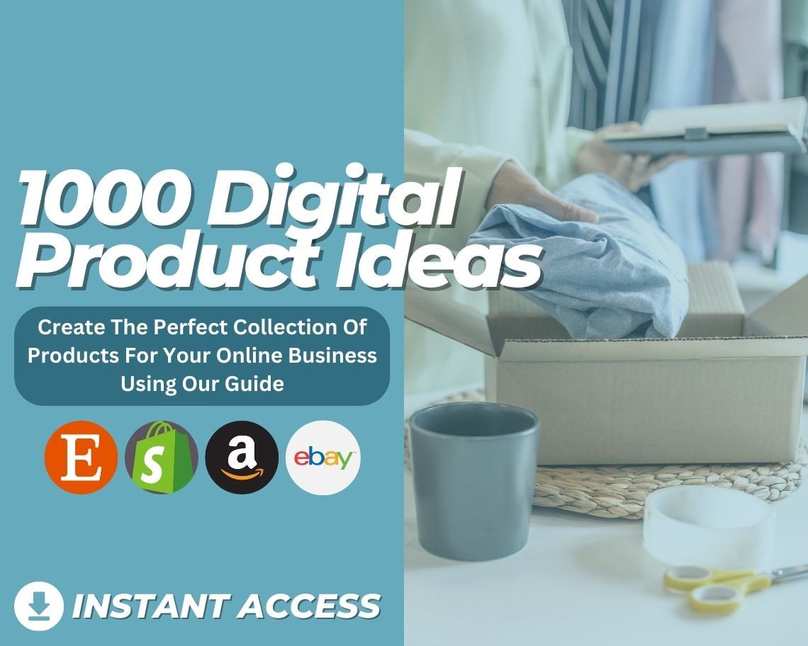 1000 Digital Product Ideas for Easy Passive Income | Online Digital Selling Cheat Sheet | Etsy Amazon Selling Spreadsheet for Passive Income