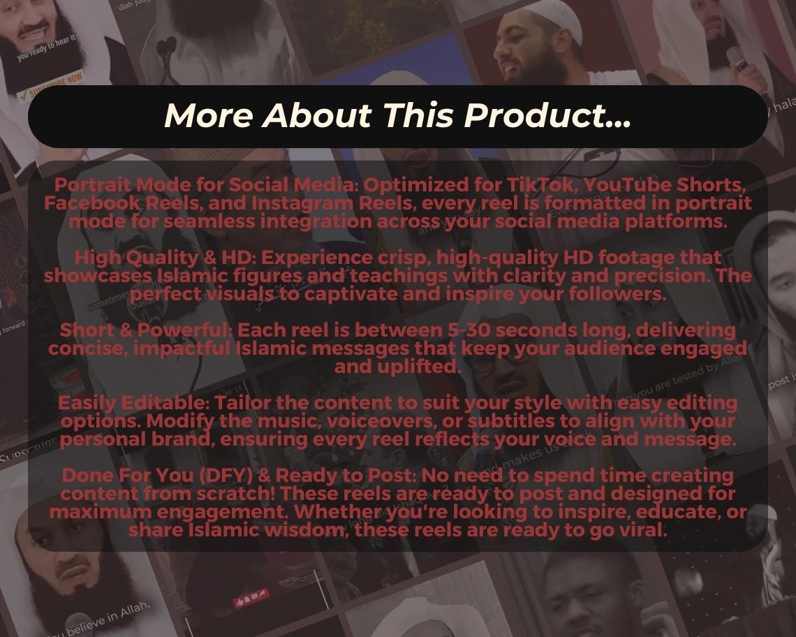 22000+ Islamic Reels | DFY Done For You Viral Clips | TikTok Instagram Reels Facebook Youtube Shorts | Muslim Videos Ready To Post
