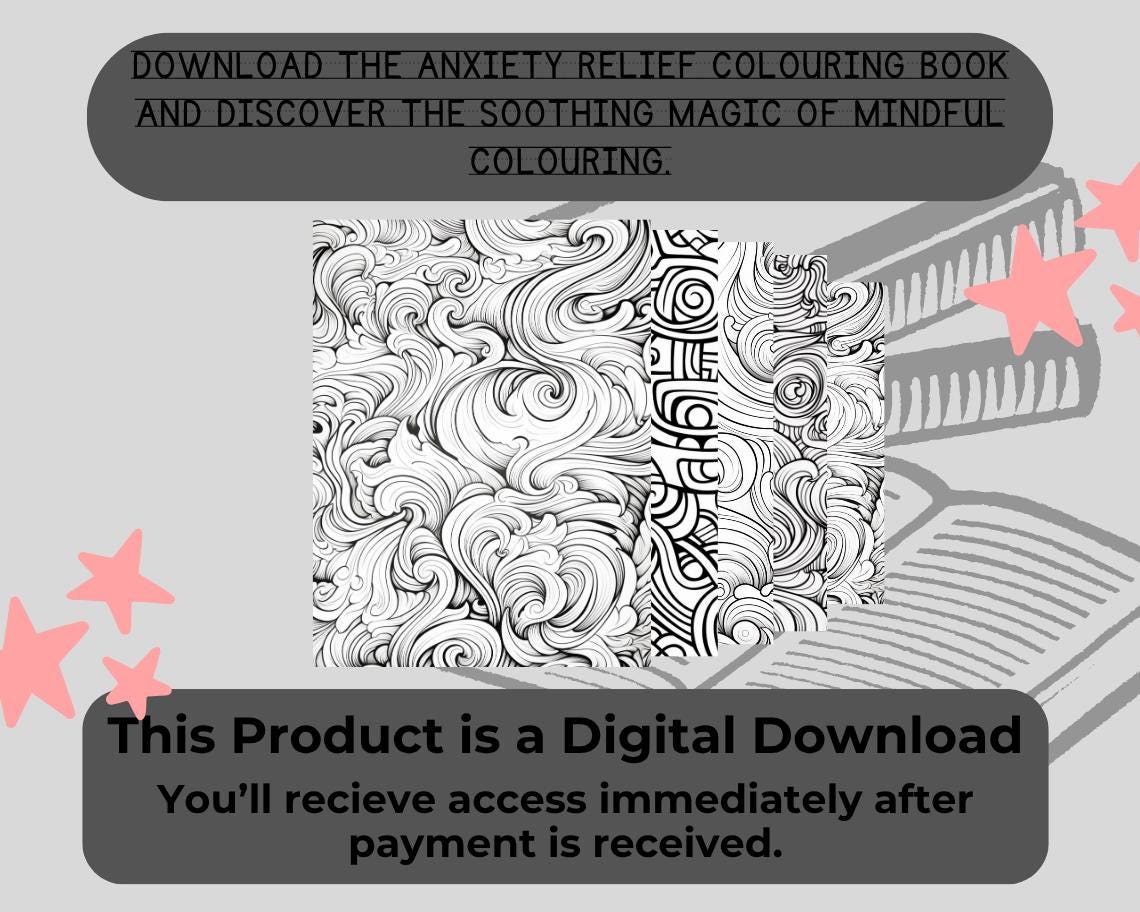 Anxiety Relief Colouring Book | 138 Calming Themed Graphic Pages | Kids & Adults Art Books | Printable Drawing Colour Sheets For All Ages |