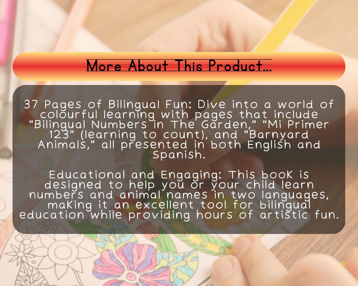 Bilingual Colouring Book | 37 Kids Themed Graphic Pages | 3 Kids Learning Art Books | Printable Drawing And Colour Sheets For All Ages |