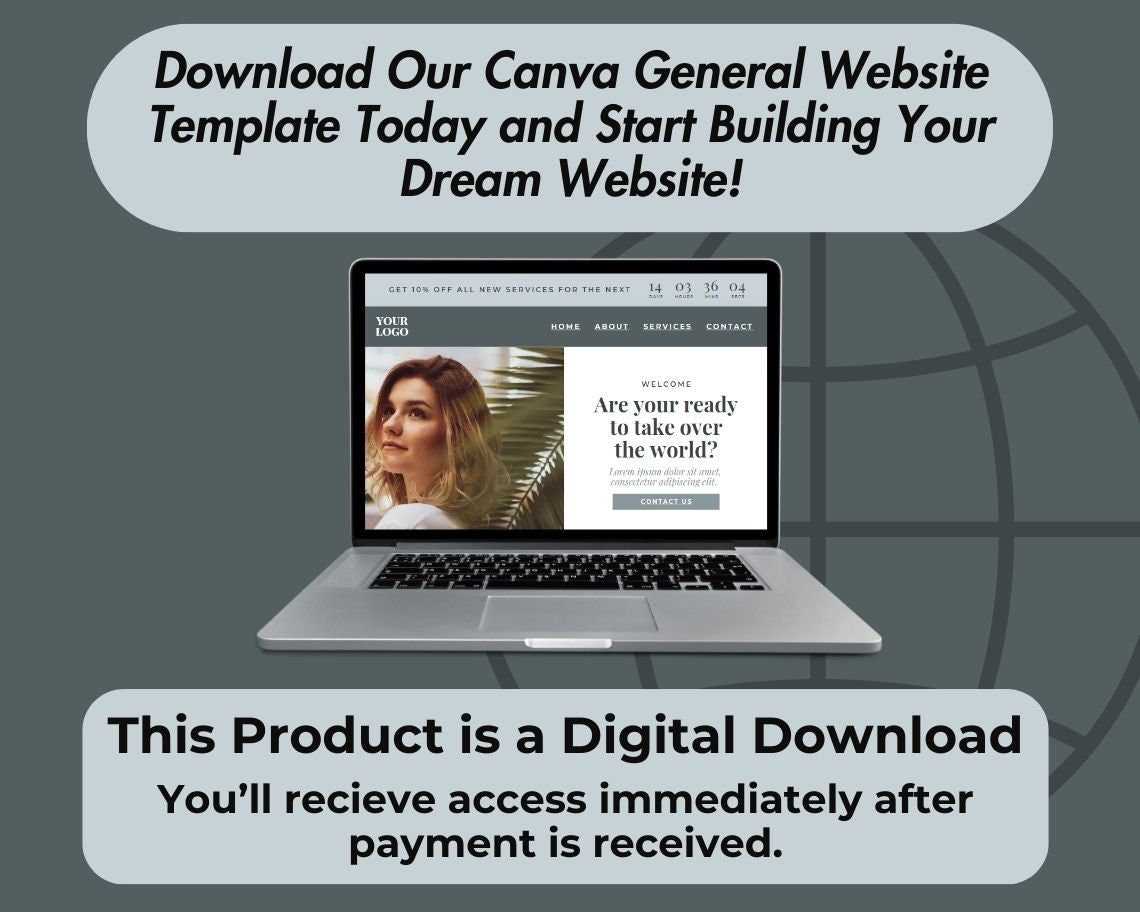 Canva General Website Template | Website Landing Page For All Your Needs | Easy One Page Web Design | Simple & Popular Website Design