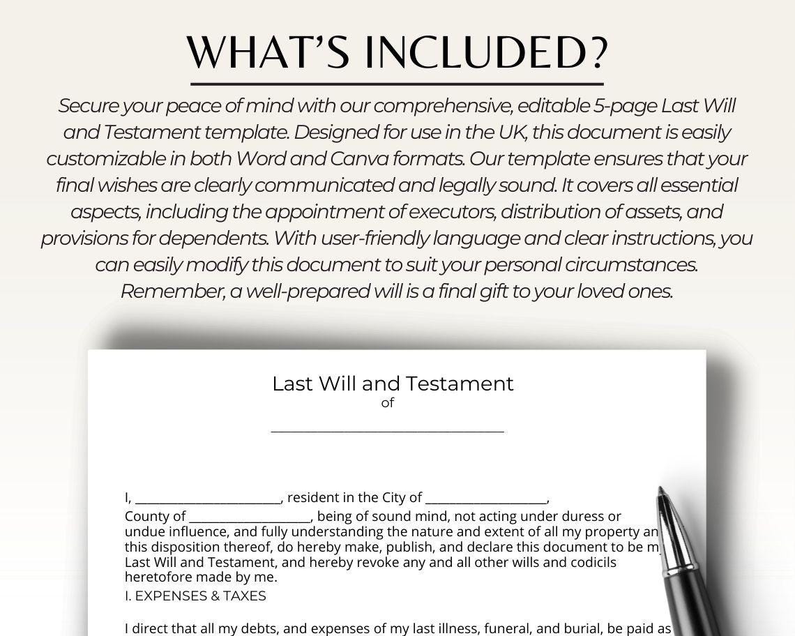 Last Will & Testament | Legal Document Lawyer Certified Binding Contract | Save Money on Legal Fees Instant Printable Download Easy Edit