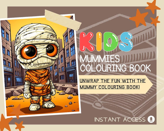 Mummies Colouring Book | 10 Egyptian Themed Graphic Pages | Kids & Adults Art Books | Printable Drawing Colour Sheets For All Ages |